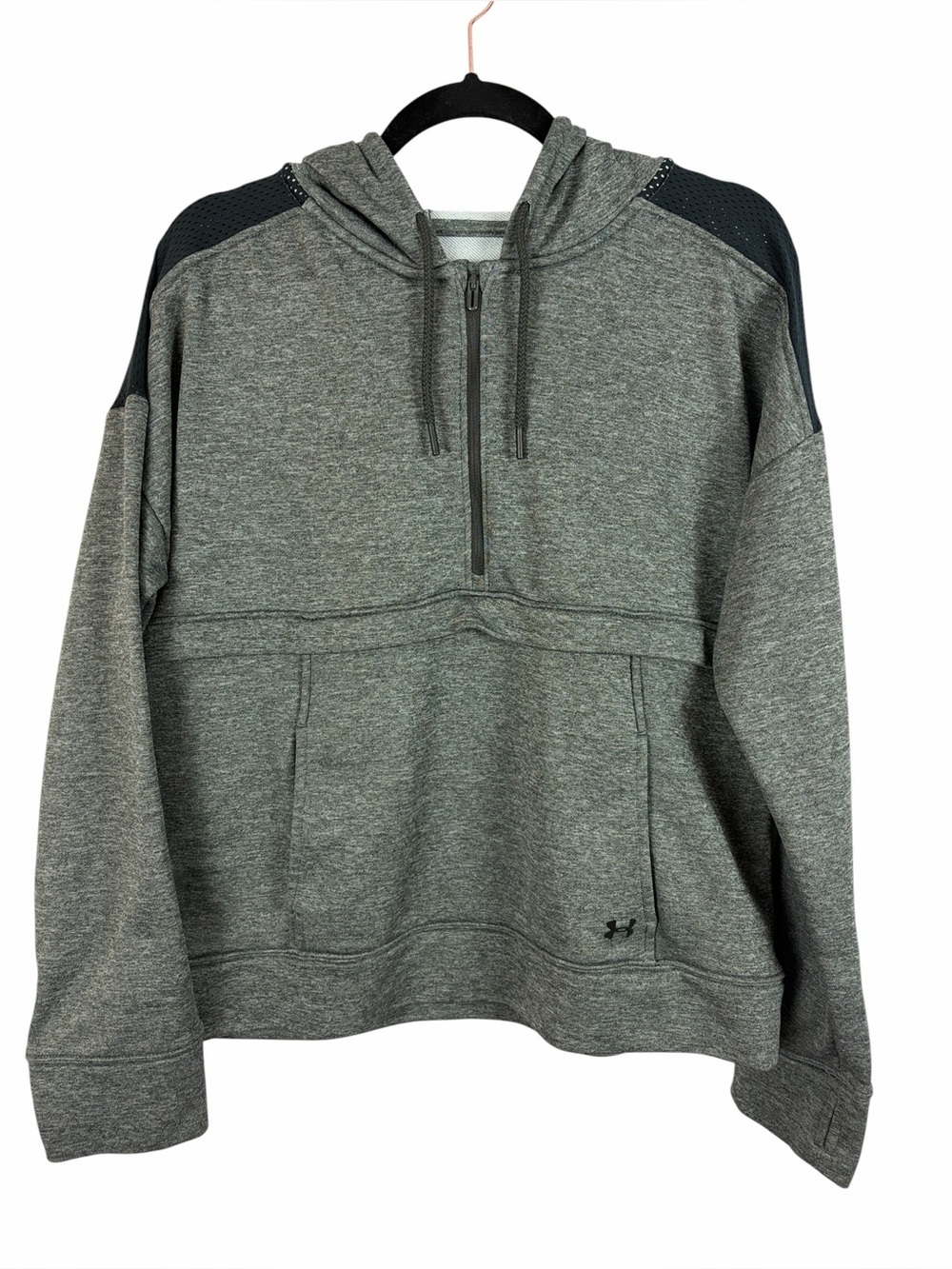 Under Armour Gray Half Zip Hoodie Loose Fit Athletic Sweatshirt Women’s Large